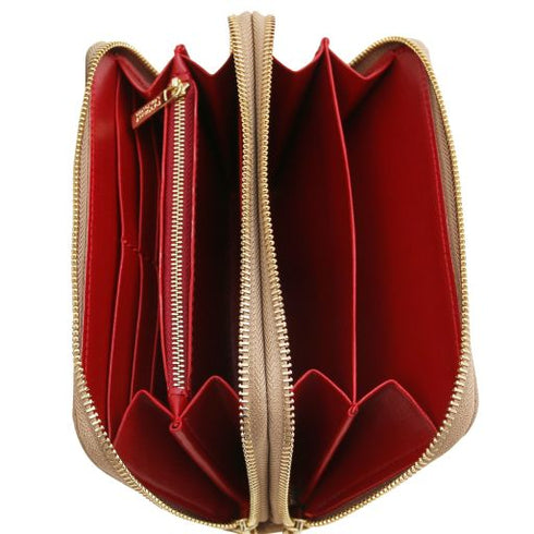 Mira - Double zip around leather wallet